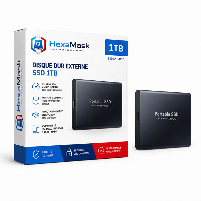 Disque Dur Externe SSD Haute Vitesse Noir